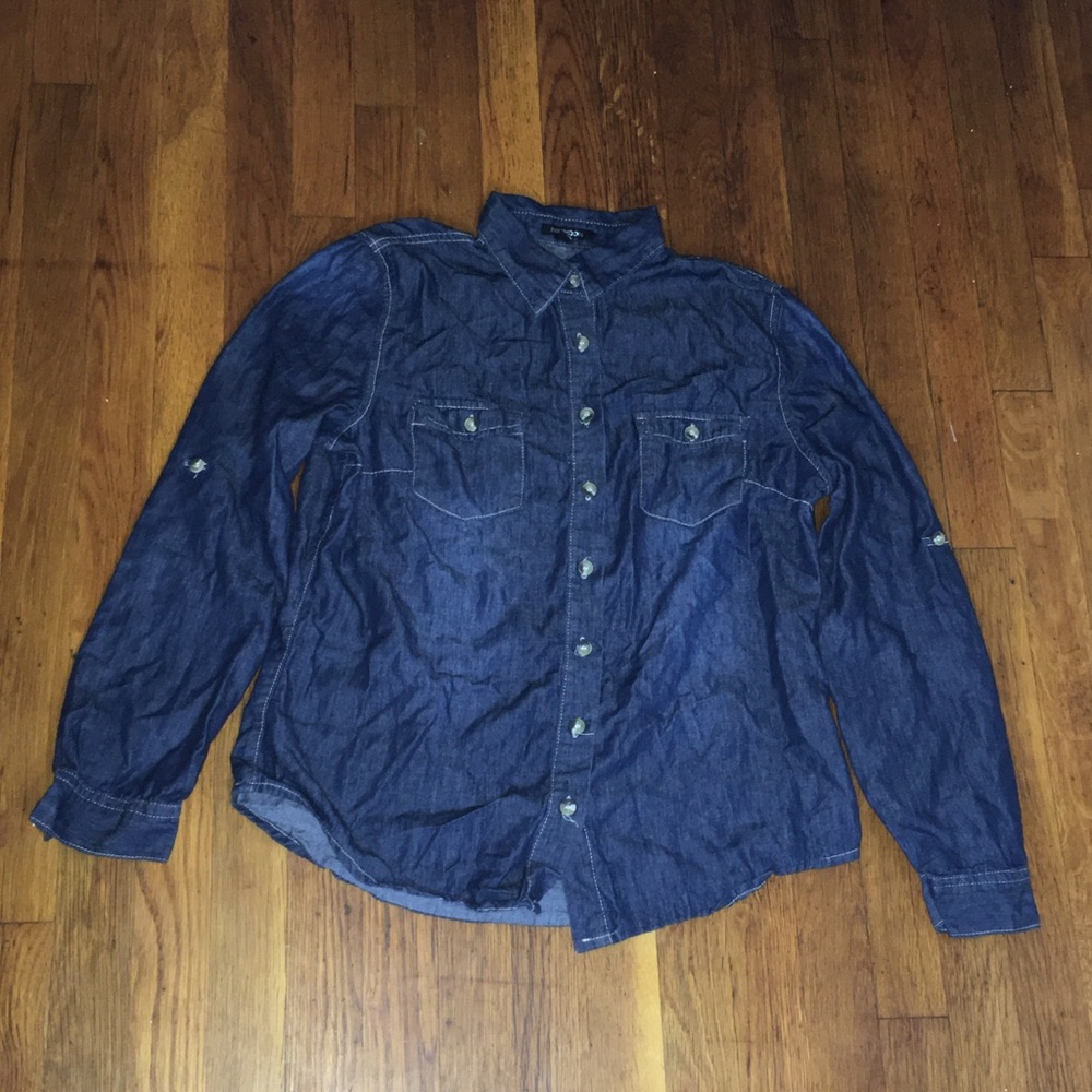 Denim button-down shirt